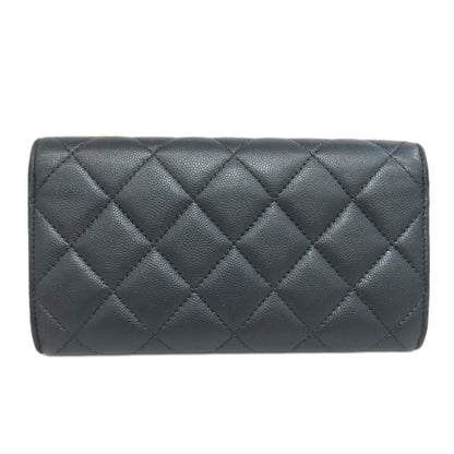 CHANEL Long Wallet Purse Soft Grained Calfskin gray COCO Mark