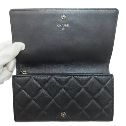 CHANEL Long Wallet Purse Soft Grained Calfskin gray COCO Mark