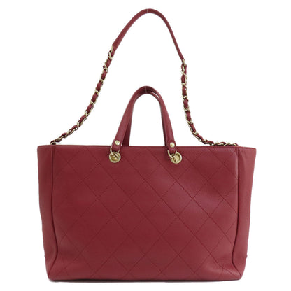 CHANEL Handbag Calfskin Red COCO Mark Gold Metal 2WAY