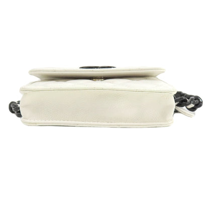 CHANEL Hip bag Grained Calfskin Skin white Matelasse SilverMetal
