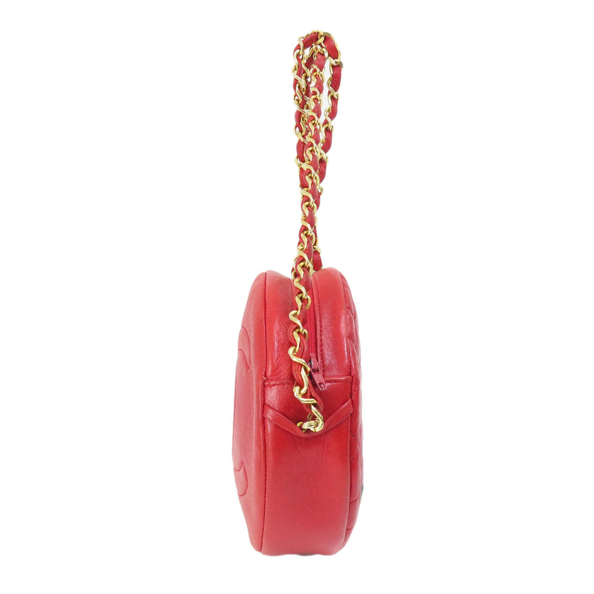 CHANEL Shoulder Bag lambskin Red COCO Mark Gold Metal