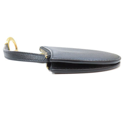 Christian Dior Coin case leather black saddle Women