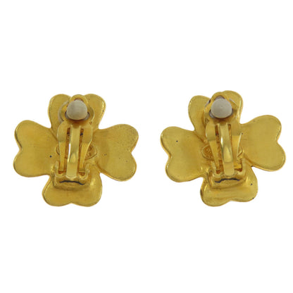 CHANEL Earring metallic gold COCO Mark Clover