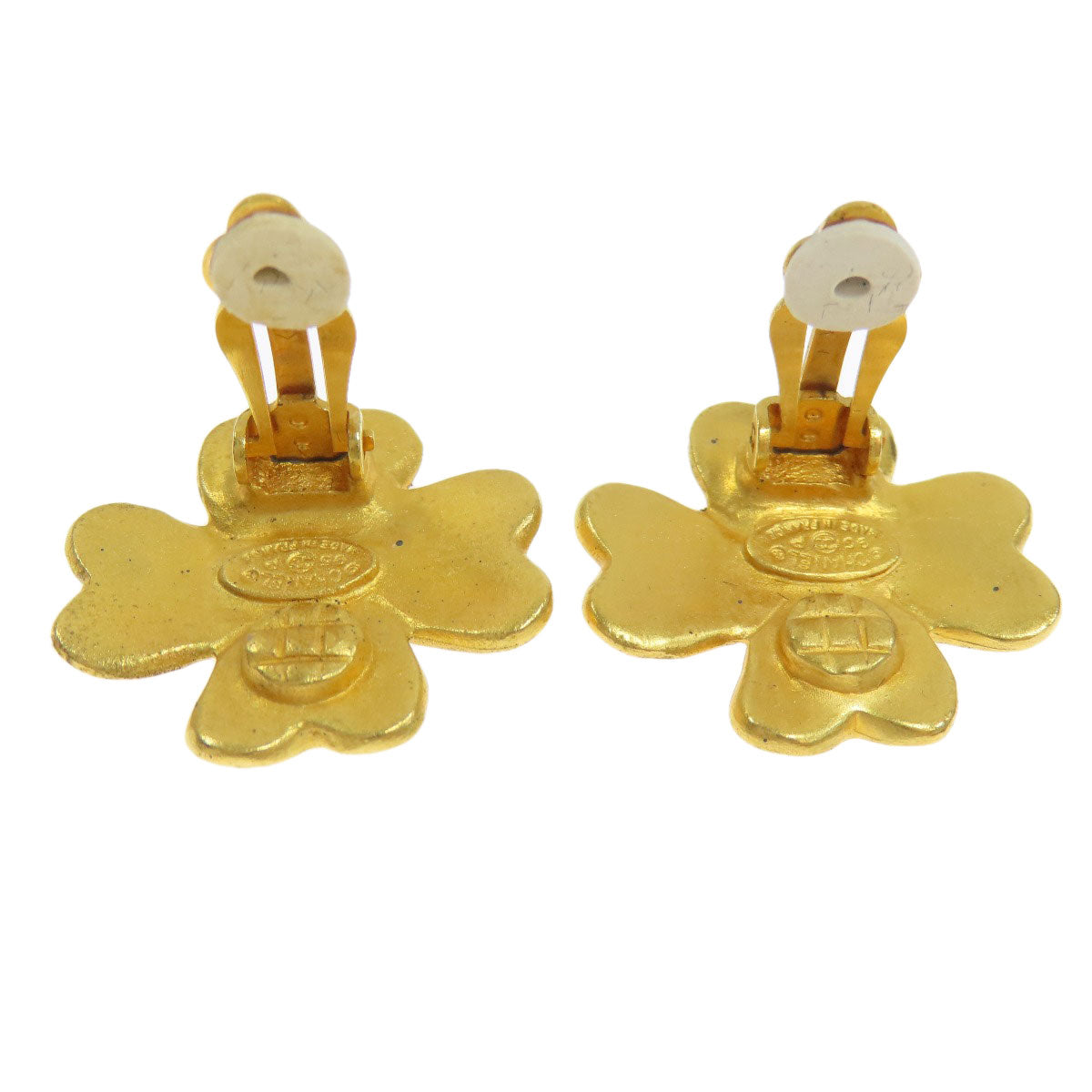 CHANEL Earring metallic gold COCO Mark Clover