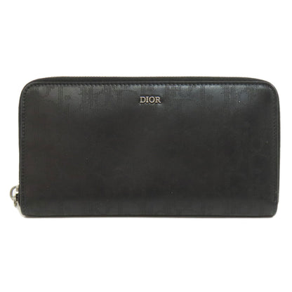 Christian Dior Long Wallet Purse Calfskin black Oblique Galaxy mens