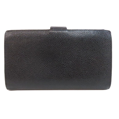CHANEL Long Wallet Purse Grained Calfskin Skin black COCO Mark Gamaguchi Wallet
