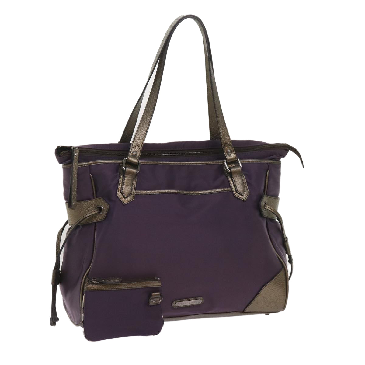 Luxury Burberry Tote Bag Nylon Purple Auth 65716