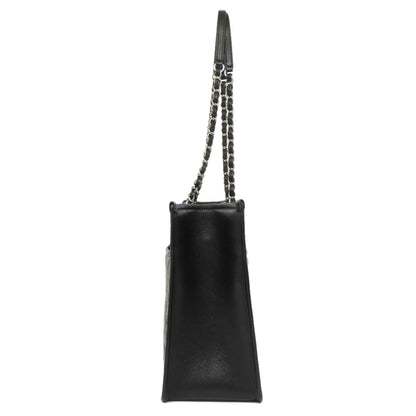 CHANEL Tote Bag lambskin black Matelasse Chain Bag SilverMetal