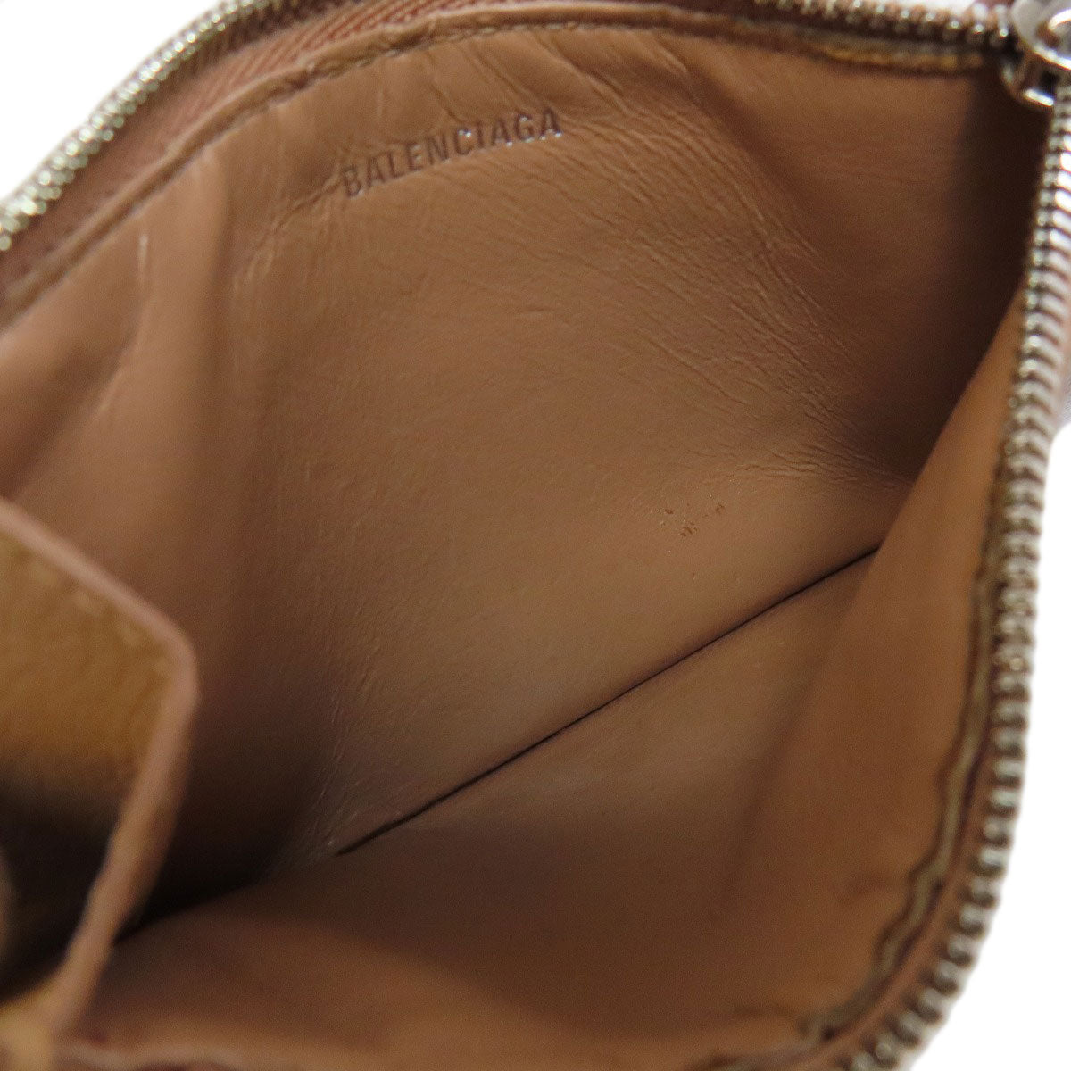 BALENCIAGA Coin case 637130 leather beige logo Women