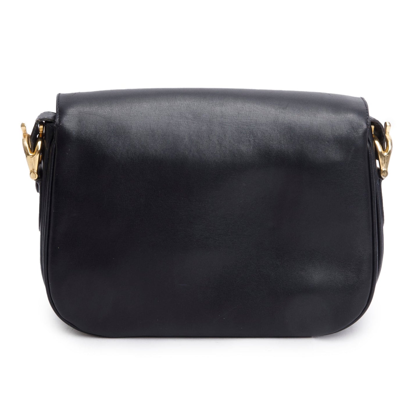 Celine Vintage Black Leather Horse Carriage Shoulder Bag