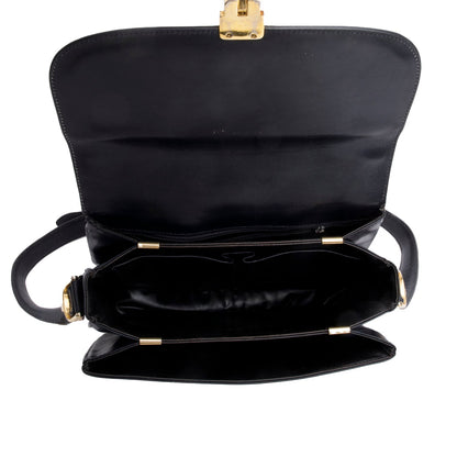 Celine Vintage Black Leather Horse Carriage Shoulder Bag