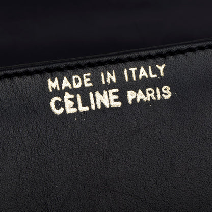 Celine Vintage Black Leather Horse Carriage Shoulder Bag