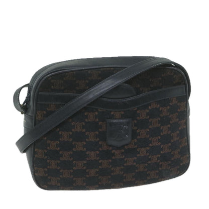 Luxury CELINE Macadam Canvas Shoulder Bag Navy  65782