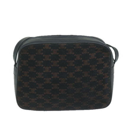 Luxury CELINE Macadam Canvas Shoulder Bag Navy  65782
