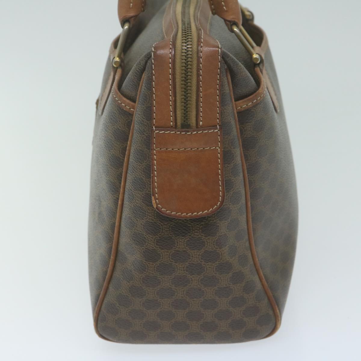 Luxury CELINE Macadam Canvas Boston Bag PVC Brown  65783
