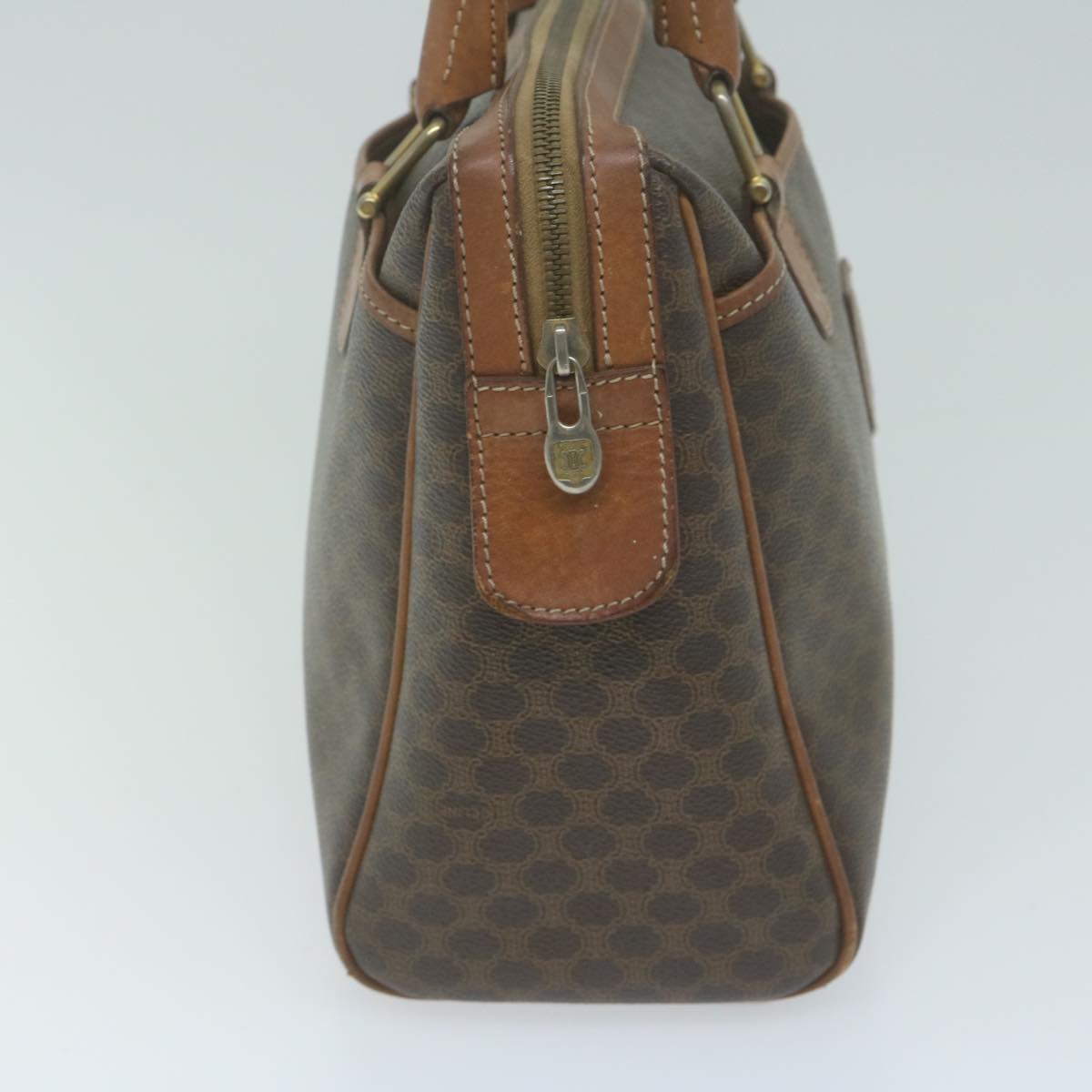 Luxury CELINE Macadam Canvas Boston Bag PVC Brown  65783