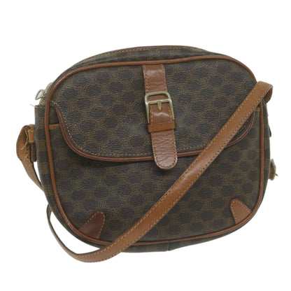 Luxury CELINE Macadam Canvas Shoulder Bag PVC Leather Brown  65786