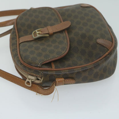 Luxury CELINE Macadam Canvas Shoulder Bag PVC Leather Brown  65786
