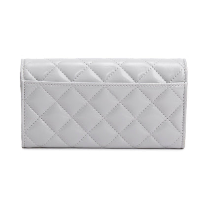 Chanel Grey Shiny Calfskin Leather Classic Small Flap Wallet