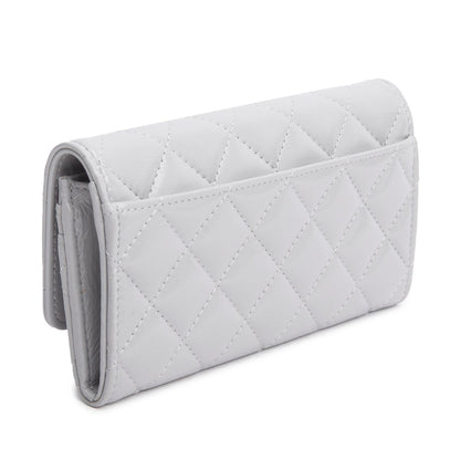 Chanel Grey Shiny Calfskin Leather Classic Small Flap Wallet