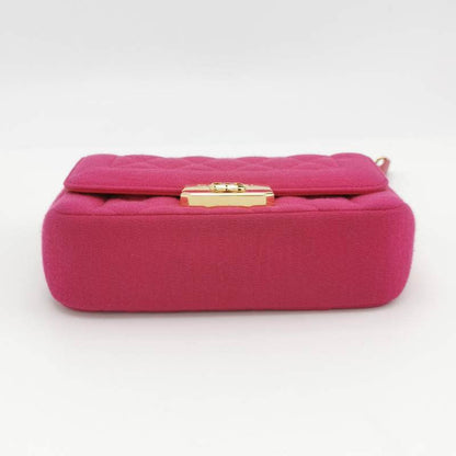 Chanel Mini Chic With Me Flap Bag Cotton Cloth Pink Fuchsia Crossbody Bag
