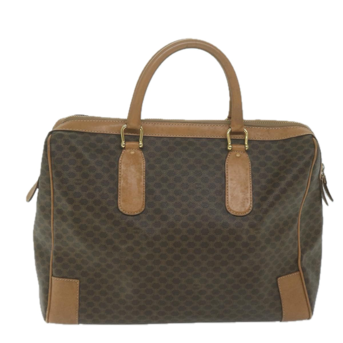 Luxury CELINE Macadam Canvas Boston Bag PVC Brown  65800