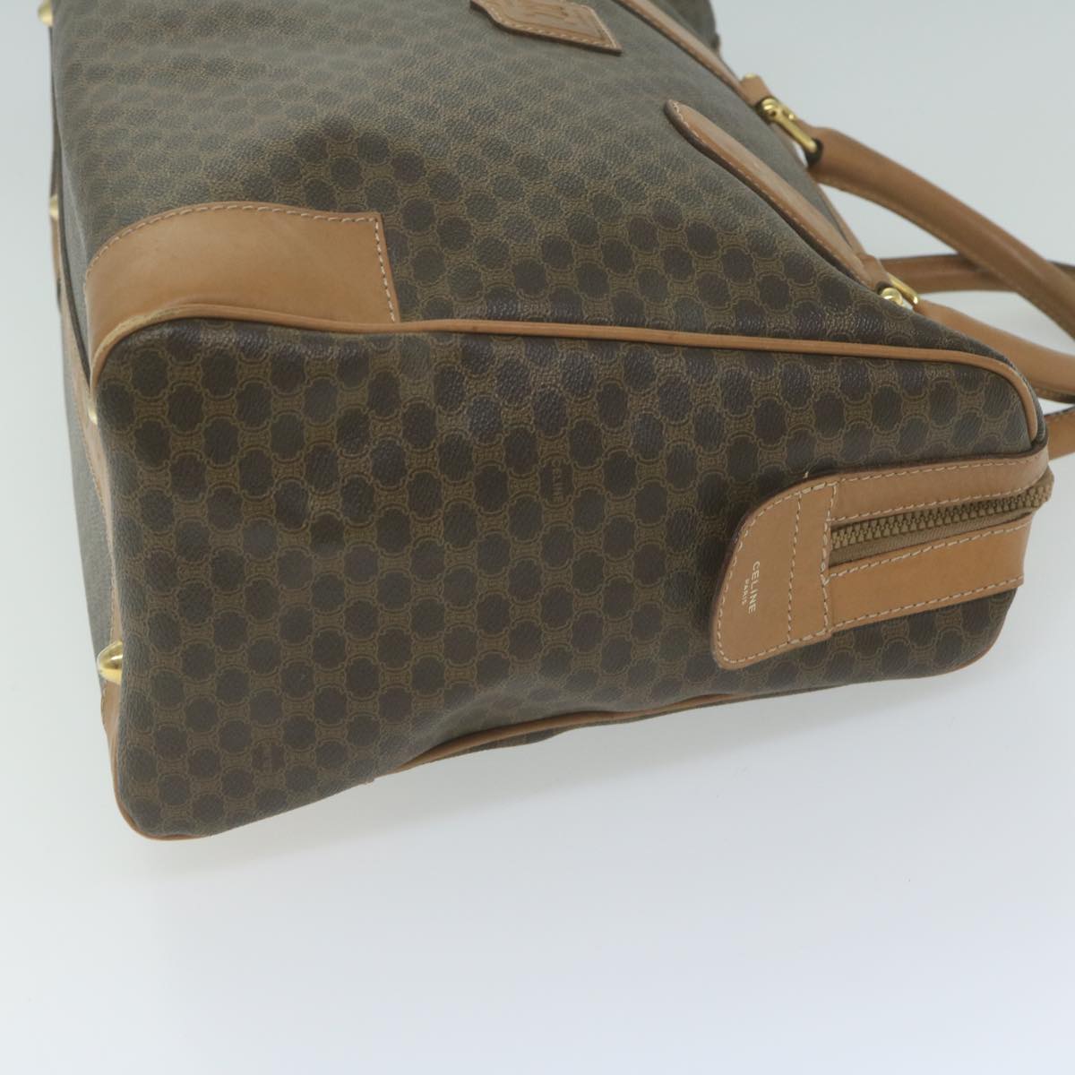 Luxury CELINE Macadam Canvas Boston Bag PVC Brown  65800