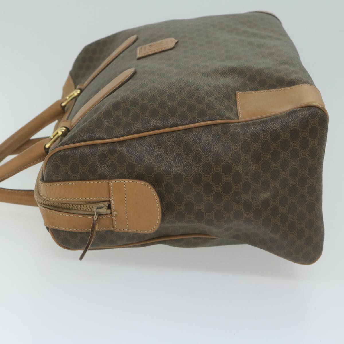 Luxury CELINE Macadam Canvas Boston Bag PVC Brown  65800