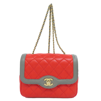CHANEL Shoulder Bag lambskin Red ChainShoulder COCO Mark Gold Metal