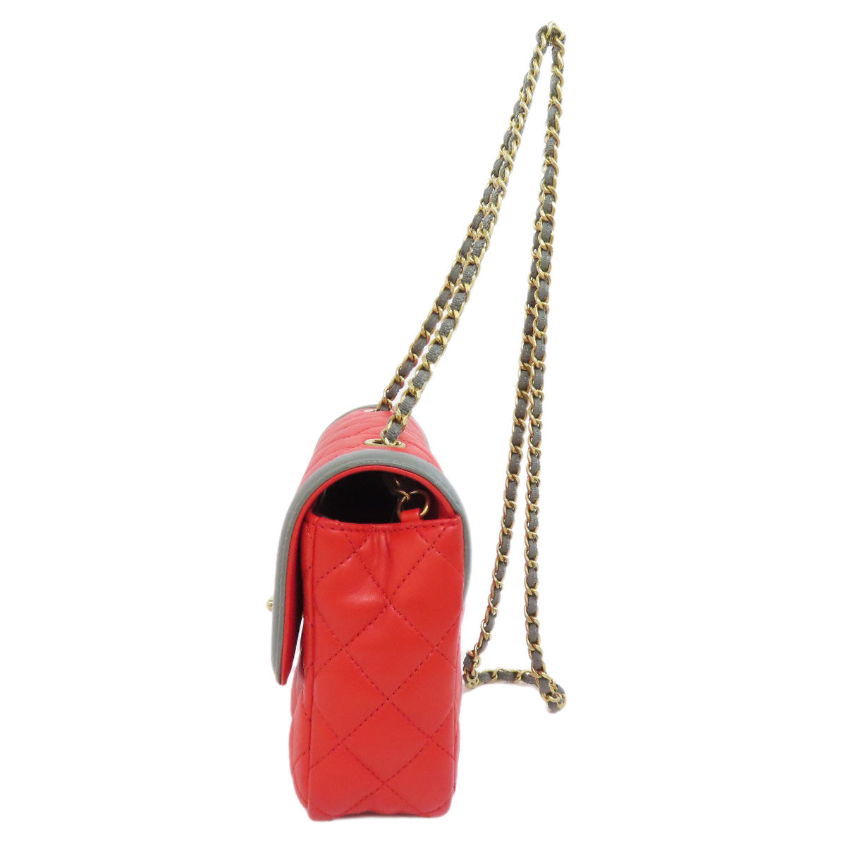 CHANEL Shoulder Bag lambskin Red ChainShoulder COCO Mark Gold Metal