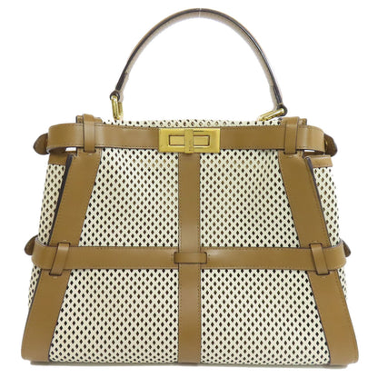 FENDI Handbag Calfskin Brown Peekaboo Punching 2WAY