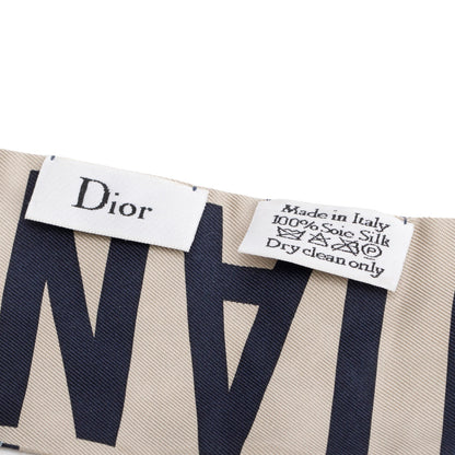 Christian Dior Navy Mitzah Silk Twilly Scarf
