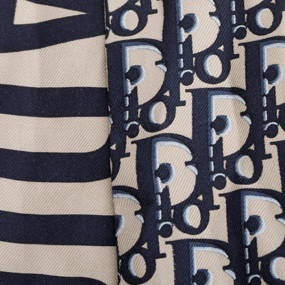 Christian Dior Navy Mitzah Silk Twilly Scarf