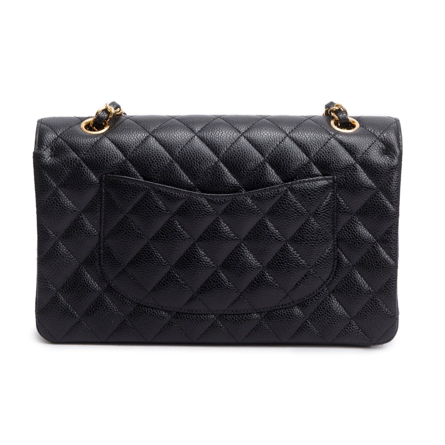 Chanel Black Quilted Caviar Leather Classic Medium Double Flap Bag