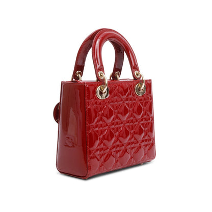 Christian Dior 2022 Red Patent Cannage Leather Small Lady Dior