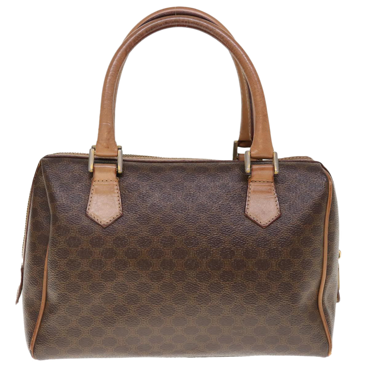 Luxury CELINE Macadam Canvas Boston Bag PVC Brown  65901