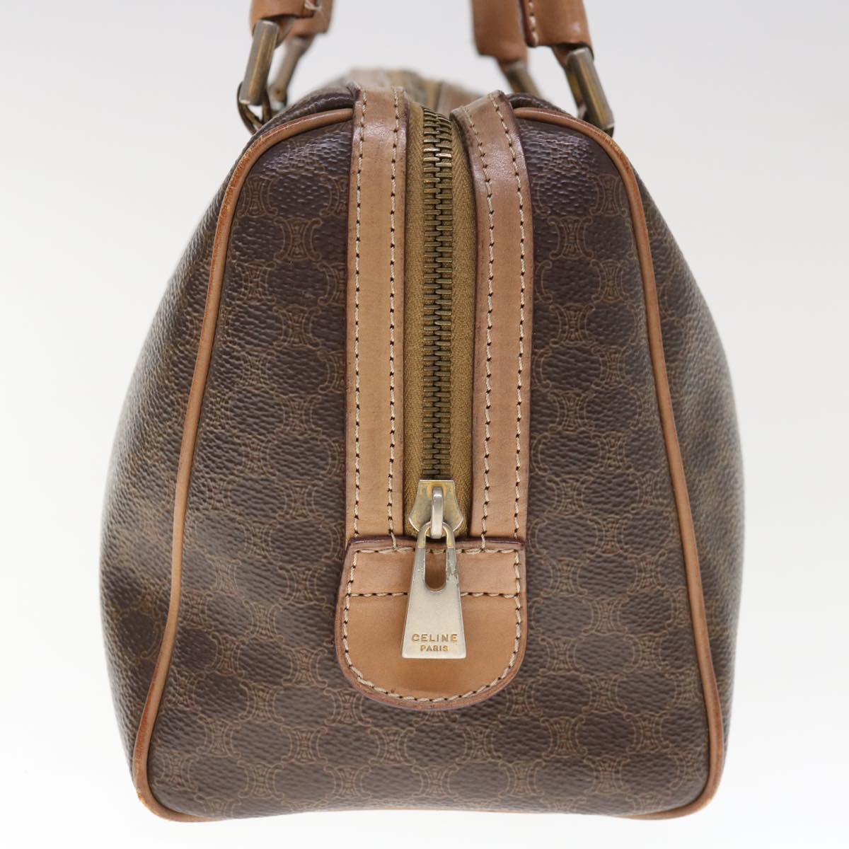 Luxury CELINE Macadam Canvas Boston Bag PVC Brown  65901