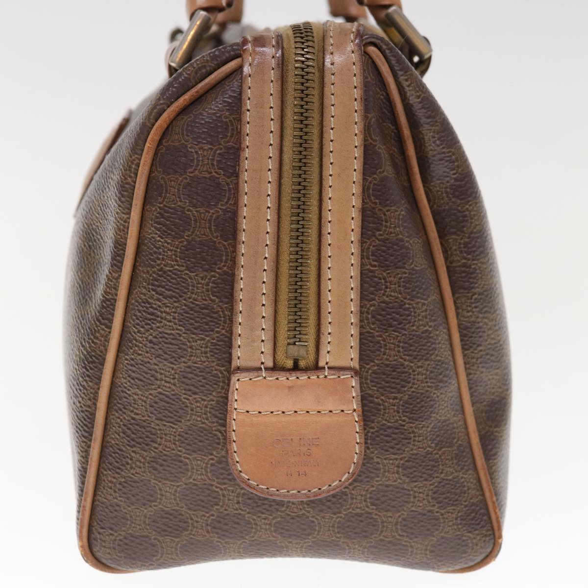 Luxury CELINE Macadam Canvas Boston Bag PVC Brown  65901