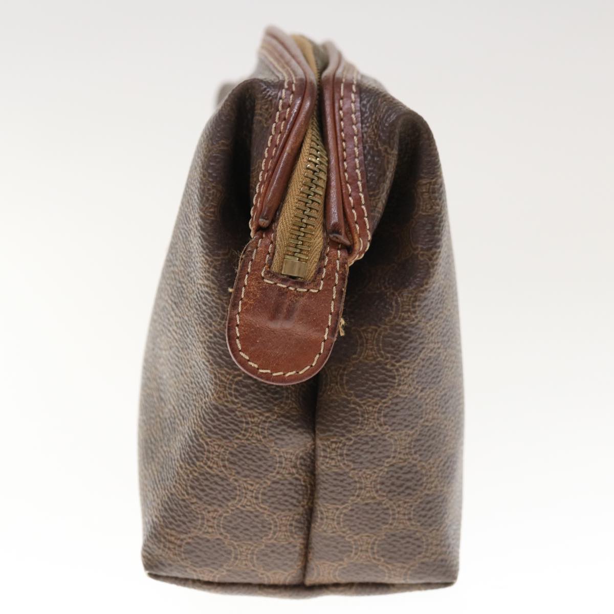 Luxury CELINE Macadam Canvas Pouch PVC Leather Brown  65907