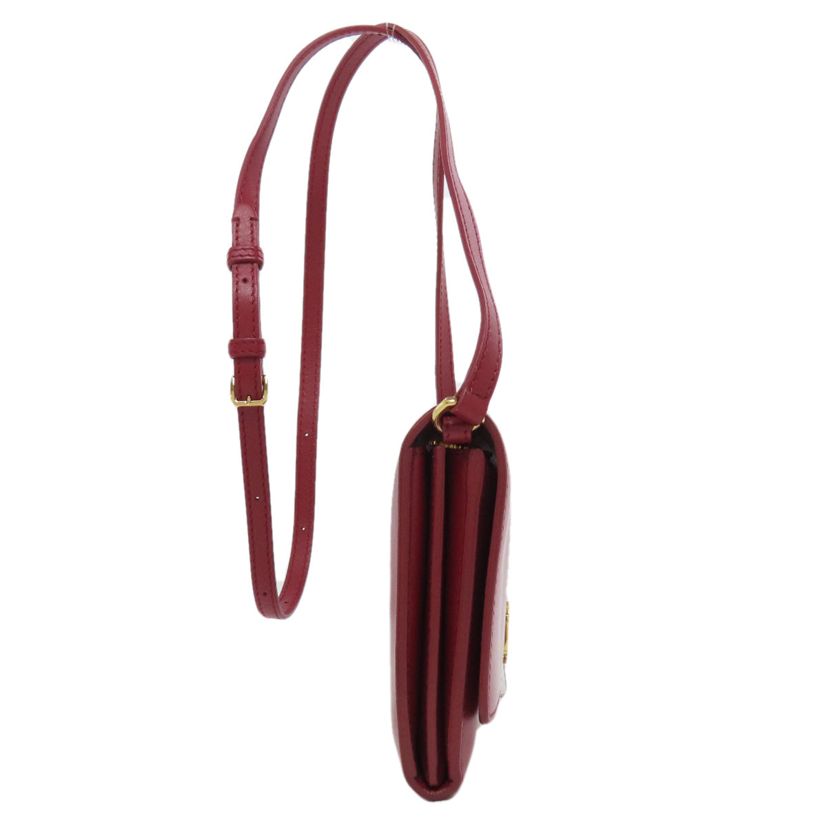 BURBERRY Long Wallet Purse leather Red Shoulder wallet