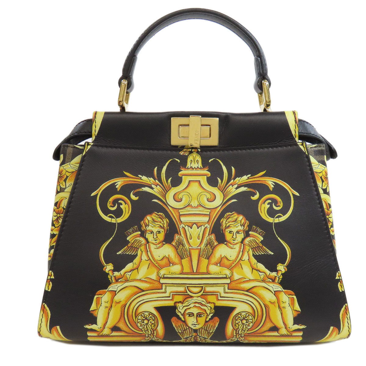 FENDI Handbag Calfskin black Fender Che Mini Peekaboo