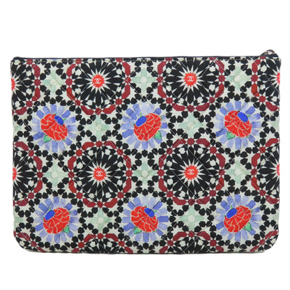 CHANEL Clutch bag quilting black Matelasse Flower Pattern Pouch