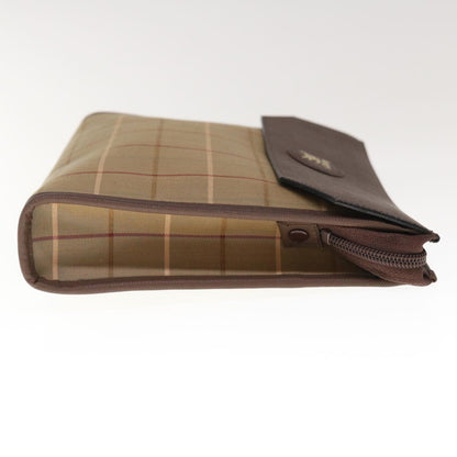 Luxury BurberrySs Nova Check Clutch Bag Canvas Brown Auth 65917