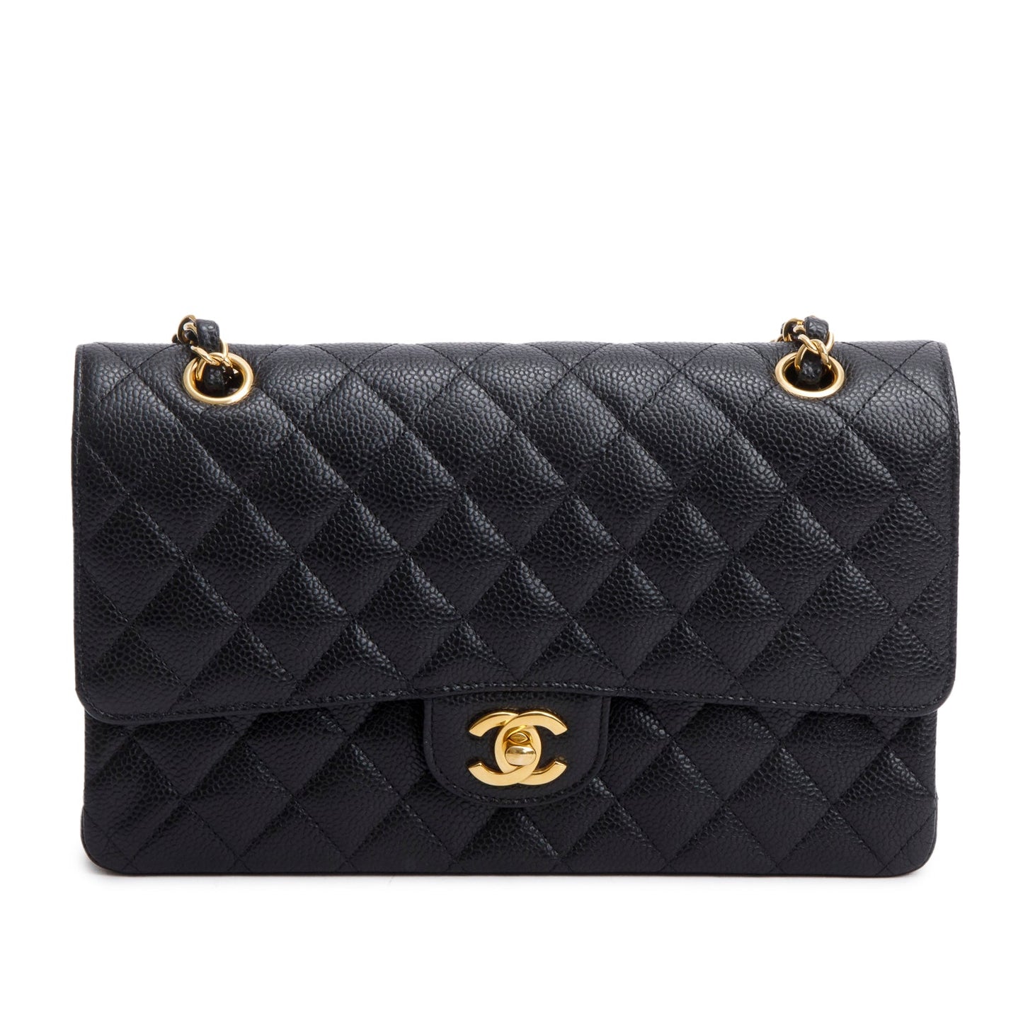 Chanel 2023 Black Quilted Caviar Leather Classic Medium Double Flap Bag