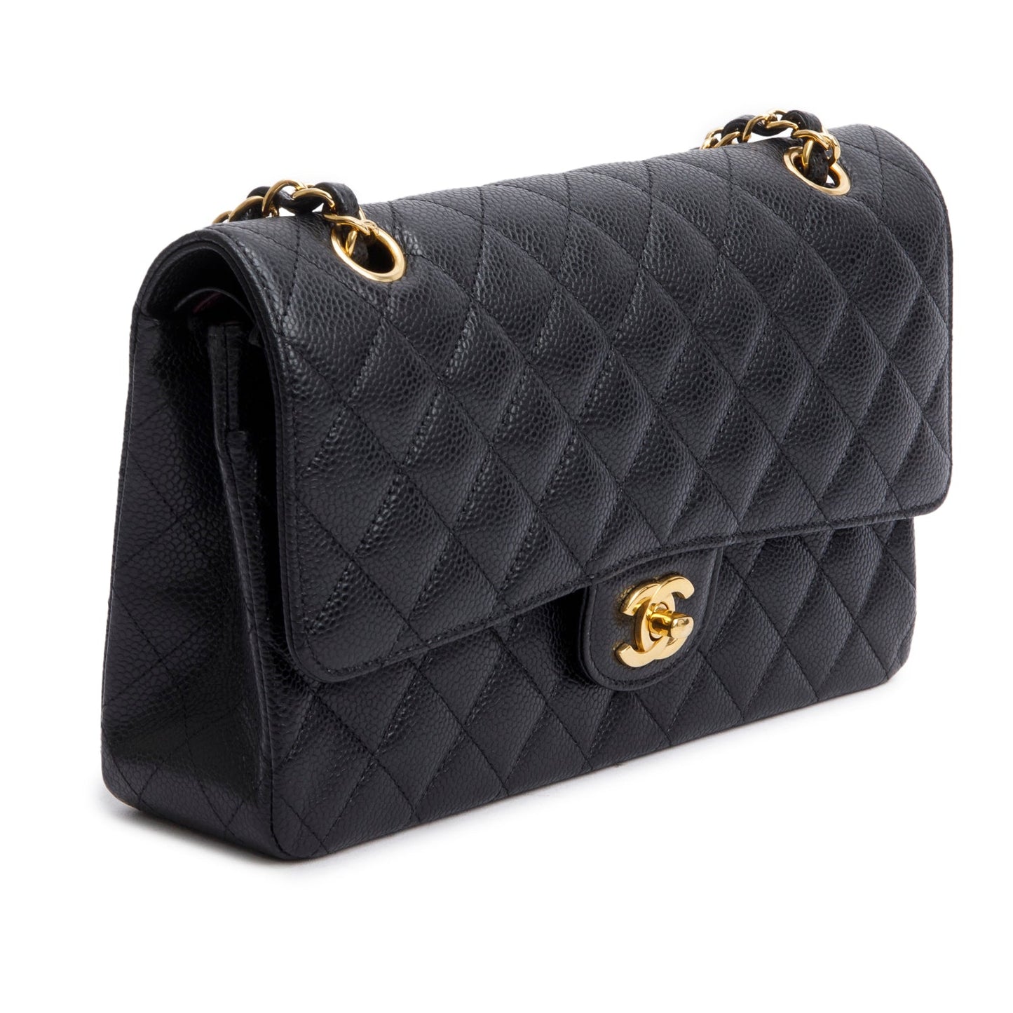 Chanel 2023 Black Quilted Caviar Leather Classic Medium Double Flap Bag
