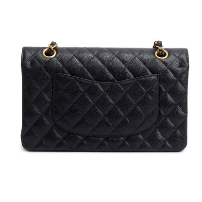 Chanel 2023 Black Quilted Caviar Leather Classic Medium Double Flap Bag