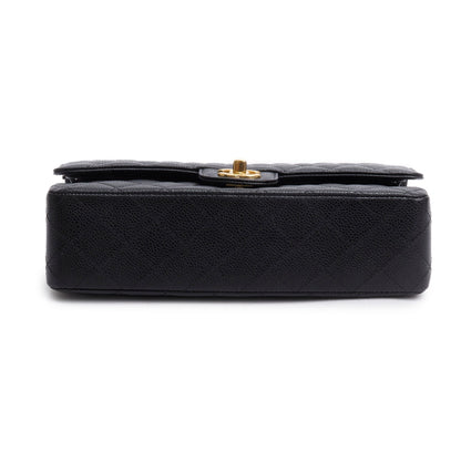 Chanel 2023 Black Quilted Caviar Leather Classic Medium Double Flap Bag