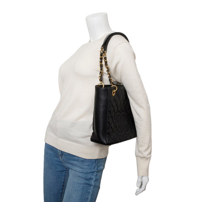 Chanel Black Caviar Quilted Petit Shopping Tote