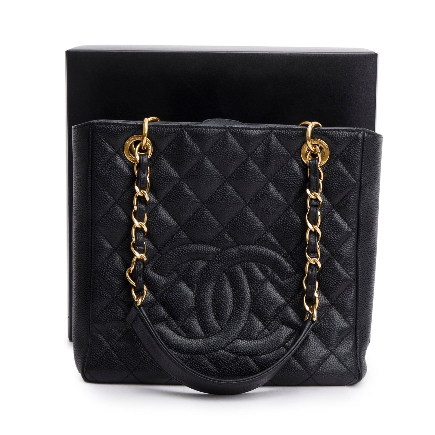 Chanel Black Caviar Quilted Petit Shopping Tote