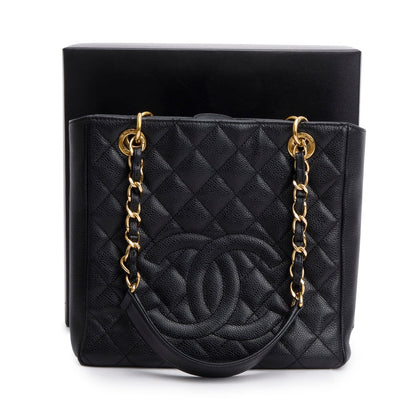 Chanel Black Caviar Quilted Petit Shopping Tote